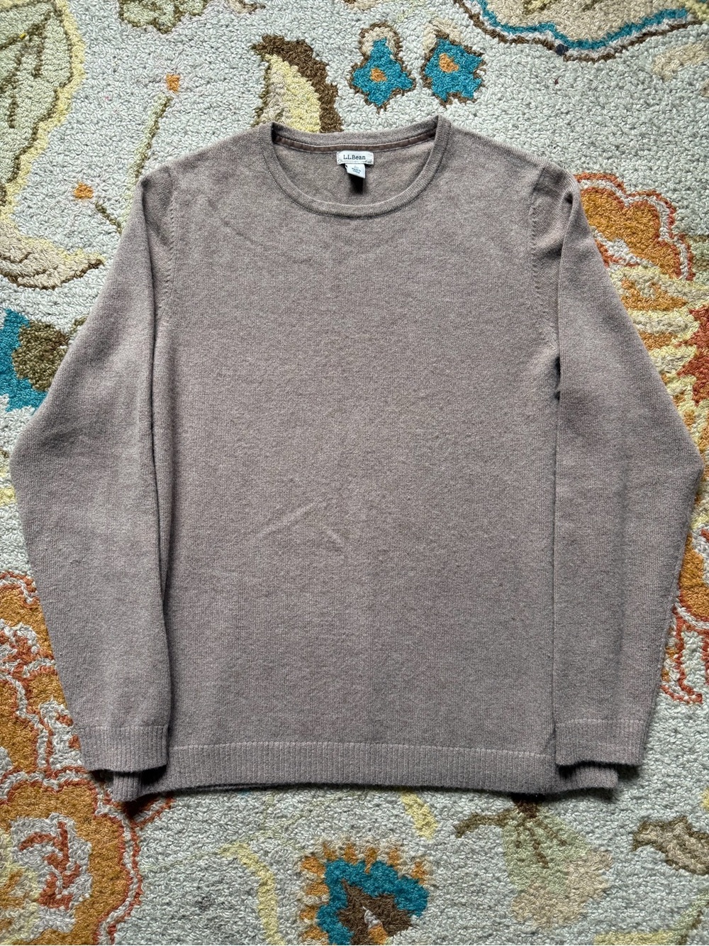 L.L. Bean Tan Cashmere Long Sleeve Crewneck Sweater Women’s Large Petite